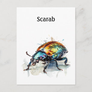 Iridescent Beetle in Watercolor, custom Postcard