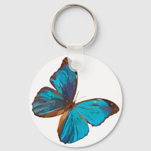 Iridescent Blue Butterfly Basic Keychain