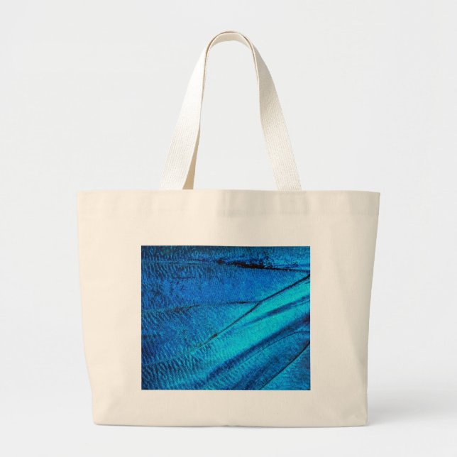 Iridescent Blue Butterfly Wing Large Tote Bag (Front)