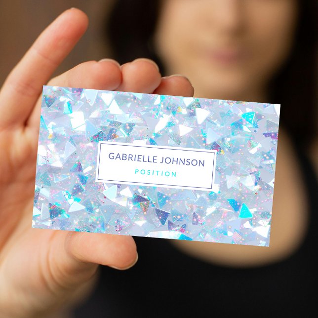 Iridescent Blue Confetti Glitter Modern    Business Card (Creator Uploaded)
