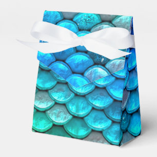 Iridescent Blue Green Glitter Mermaid Fish Scales Favour Box