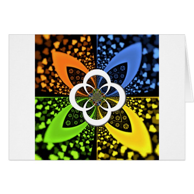 Iridescent blue green yellow Hearts (Front Horizontal)