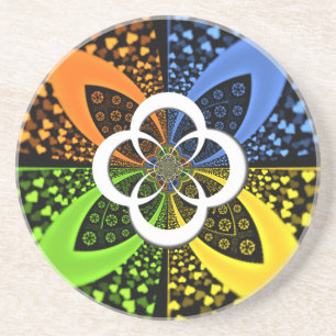 Iridescent blue green yellow Hearts Coaster