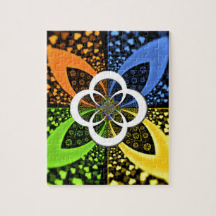 Iridescent blue green yellow Hearts Jigsaw Puzzle