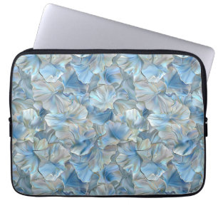 Iridescent Blue Pearl Petal Pattern Laptop Sleeve