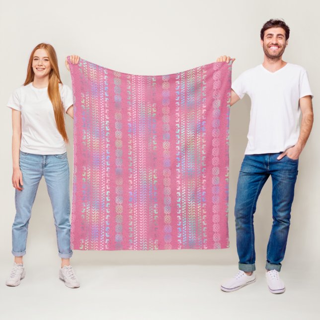 Iridescent Bohemian Unicorn Pattern Fleece Blanket (In Situ)
