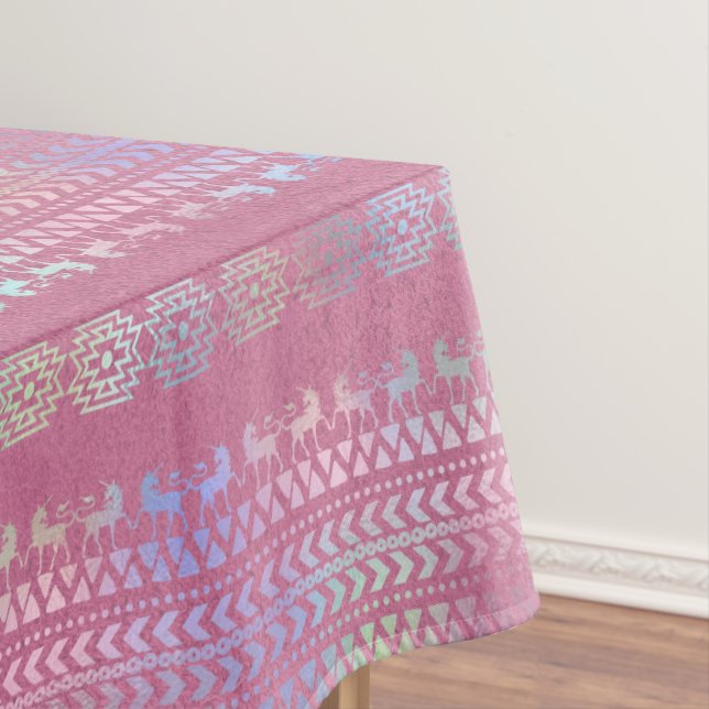Iridescent Bohemian Unicorn Pattern Tablecloth (In Situ)