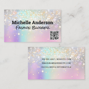 Iridescent Bokeh Glow QR Scan Business Card