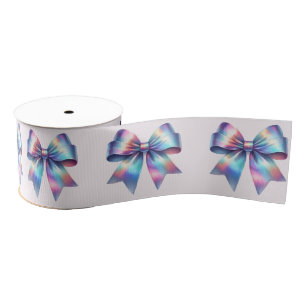 Iridescent Bow Rainbow Colours Grosgrain Ribbon