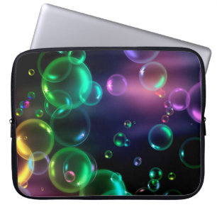 Iridescent Bubble On Black  Laptop Sleeve