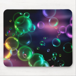 Iridescent Bubble On Black Mouse Pad
