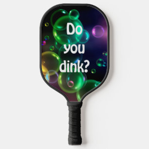 Iridescent Bubble On Black Pickleball Paddle