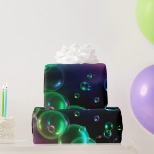 Iridescent Bubble On Black Wrapping Paper