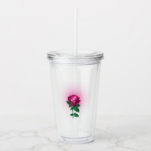 Iridescent Burgundy Red Rose Acrylic Tumbler