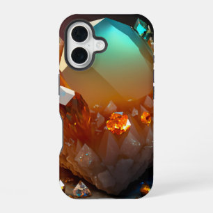 Iridescent Burst Abstract Citrine Topaz Crystal iPhone 16 Case