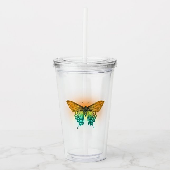 Iridescent Butterfly Acrylic Tumbler (Front)