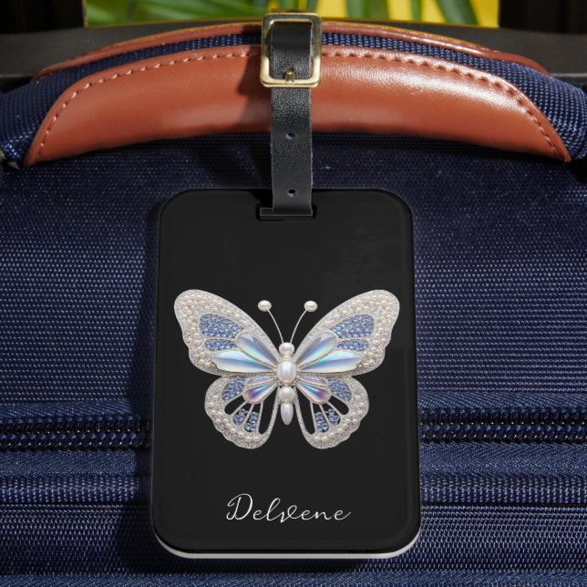 Iridescent Butterfly Elegance Luggage Tag (Front Insitu 2)