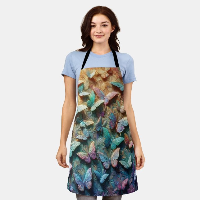 Iridescent Butterfly Garden Apron (Worn)