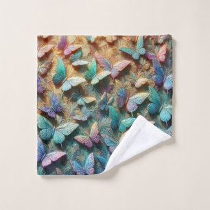 Iridescent Butterfly Garden Wash Cloth