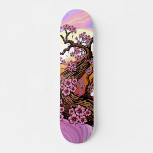 Iridescent Cherry Blossom Sunset Japanese  Skateboard
