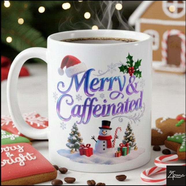 Iridescent Christmas' Merry & Caffeinated Coffee Mug (Creator Uploaded)