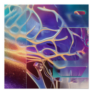 Iridescent Chrome Neural Abstract Futuristic Art Poster