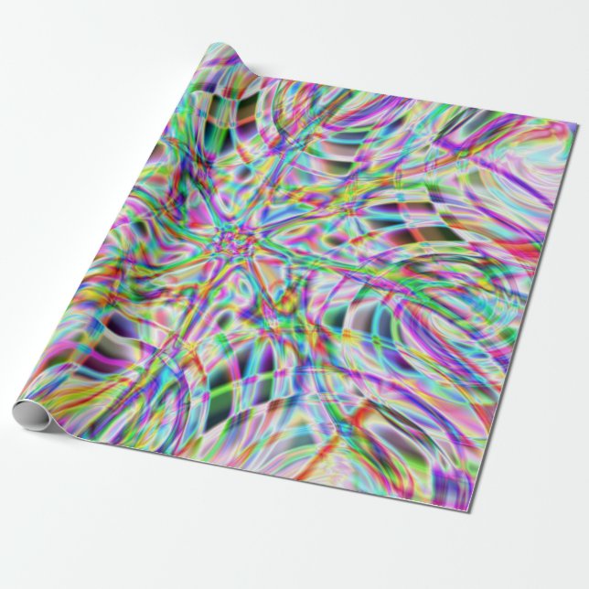 Iridescent Chrome Ten Wrapping Paper (Unrolled)