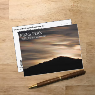 Iridescent Clouds Over Pikes Peak Silhouette Post Postcard
