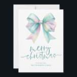 Iridescent Coquette 2026 Calendar Merry Christmas Holiday Card<br><div class="desc">Iridescent Coquette Bow 2026 Calendar Merry Christmas Merry Christmas. Available digitally and printed. Merry Christmas is in a set stylish script and personalise your name beneath. A handy 2026 calendar is on the back.</div>