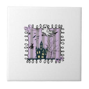 Iridescent Coquette Halloween Ceramic Tile