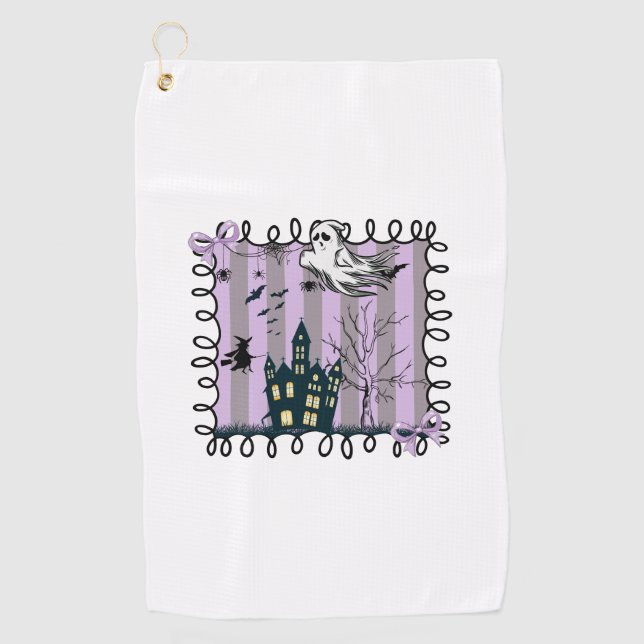 Iridescent Coquette Halloween Golf Towel (Front)