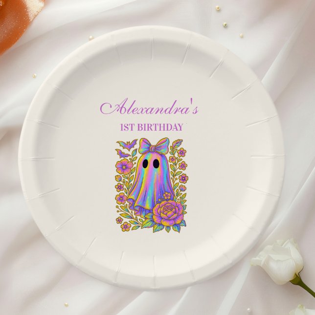 Iridescent Coquette Spooky ONE Halloween Paper Plate (Creator Uploaded)