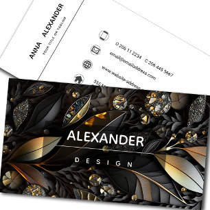 Iridescent Crystal Gemstones, Black,Ebony,Gold Business Card