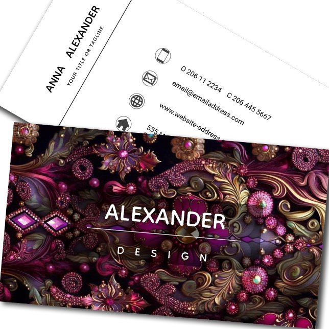 Iridescent Crystal Gemstones,Fuchsia,Pink,Bronze, Business Card (Creator Uploaded)