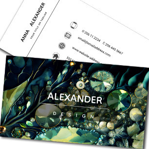 Iridescent Crystal Gemstones, Green,Moss,Teal Business Card