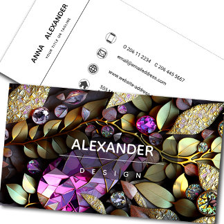 Iridescent Crystal Gemstones, Pink,Fuchsia,Gold Business Card
