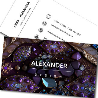 Iridescent Crystal Gemstones, Purple,Violet,Gold Business Card