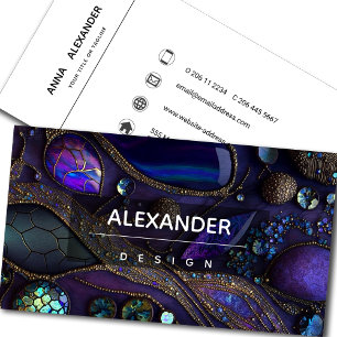 Iridescent Crystal Gemstones, Purple,Violet,Gold Business Card