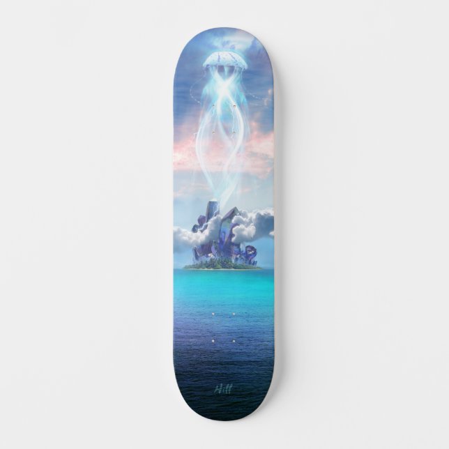 Iridescent Crystal Island Energy Station Jelly UFO Skateboard (Front)