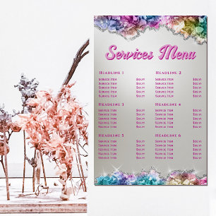 Iridescent Crystals Services Menu Poster