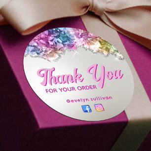 Iridescent crystals thank you sticker