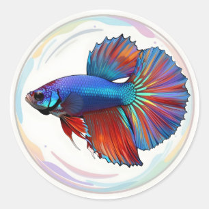 Iridescent Current – Betta Fish Art Classic Round Sticker
