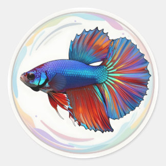 Iridescent Current – Betta Fish Art Classic Round Sticker