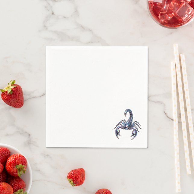 Iridescent Cyber Scorpion Mechanical Art Napkin (Insitu)