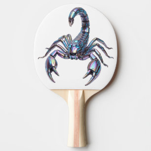 Iridescent Cyber Scorpion Mechanical Art Ping Pong Paddle