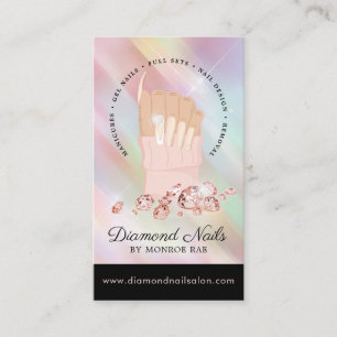 Iridescent Diamond Nail Salon Nail Tech Artist Bus Business Card