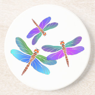 Iridescent Dive Bombing Dragonflies Coaster