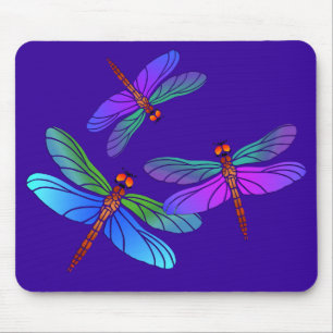 Iridescent Dive Bombing Dragonflies Mouse Pad