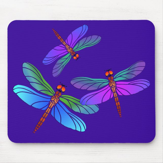 Iridescent Dive Bombing Dragonflies Mouse Pad (Front)