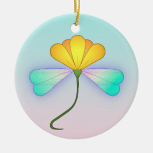 Iridescent Dragon Flower Ceramic Ornament